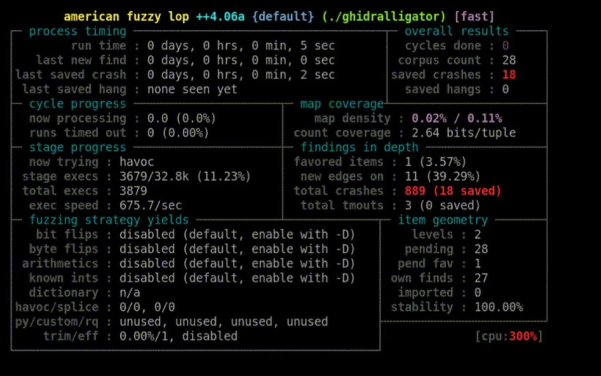 0xor0ne's tweet image. Emulate Ghidra p-code for fuzzing with AFL++
Ghidralligator tool by @AirbusCyber
Github Repo: github.com/airbus-cyber/g…
#ghidra #fuzzing #infosec