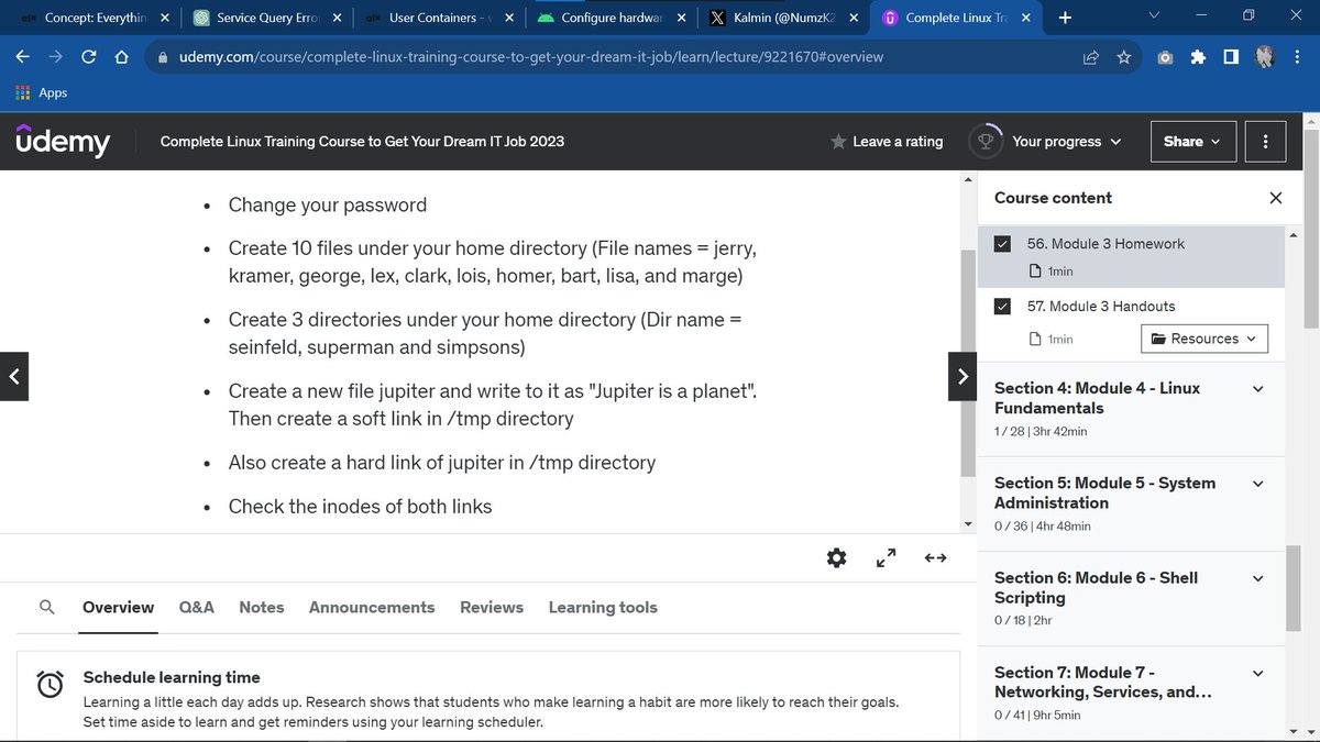 KalDTechTitan's tweet photo. Day 4 of #100daysofcode:
- Joined inspiring Twitter Spaces hosted by @emisunn & @ehoneahobed
- Explored Linux: mastered hard/soft links & wildcards
- Making progress on simple shell project despite looming deadline! π»π #CodingCommunity #LearningJourney https://t.co/5hno5Dlrki