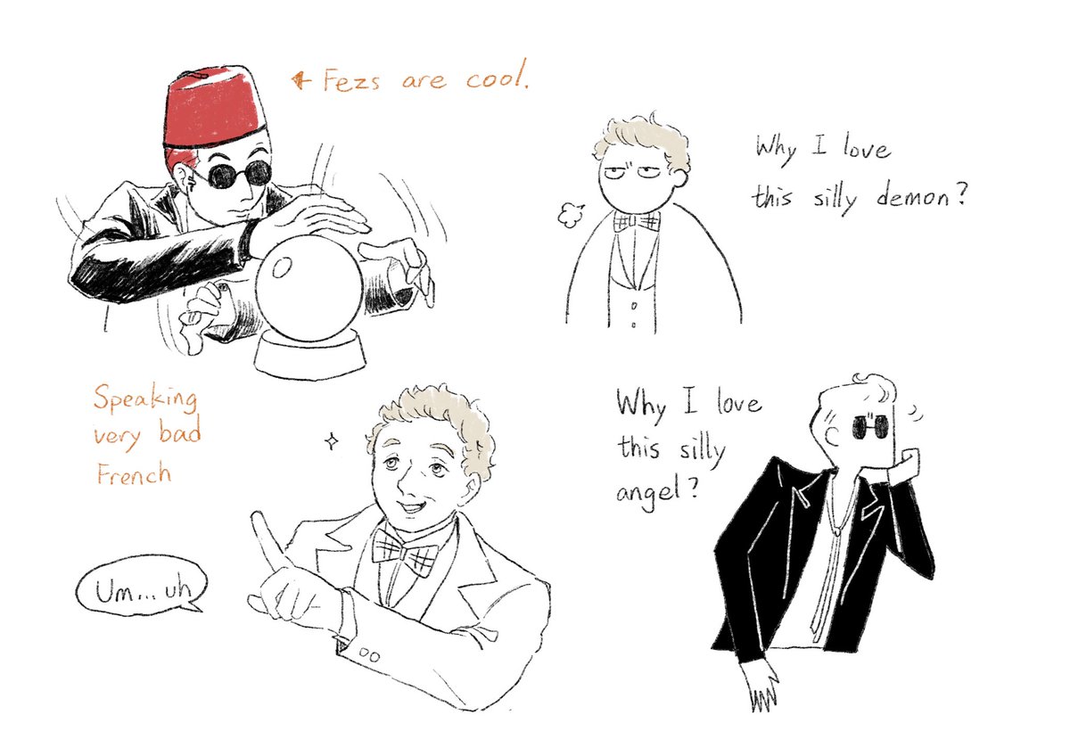 tang5325's tweet photo. #GoodOmens2 #goodomens2spoilers 
Ep5 completed!

I am glad that I can start to draw the last episode, but also feel bad at the same time🥲you know the reason. https://t.co/DjthNHCf8S