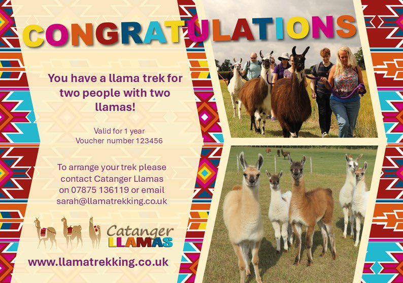 With the run up to Christmas fast approaching, looking for an unusual gift, stumped for ideas for the person who has everything, or do you have friends who are mad about llamas? 
Our gift vouchers are available all year! llamatrekking.co.uk/vouchers/ ✉️ 🦙 SHARE THE LLAMA LLOVE