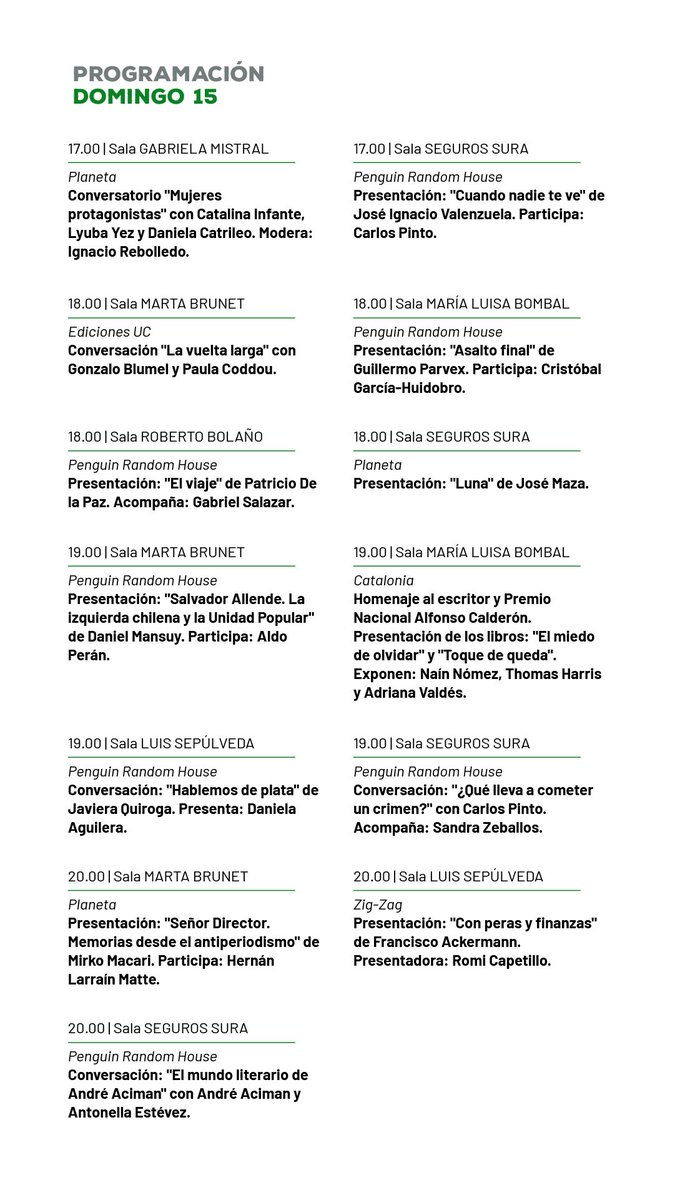 ¡Hoy es la última jornada de FAS!📚

👀 Ve aquí la programación completa de este domingo. 

📍Te esperamos en Av. Apoquindo 6560, Las Condes. Acceso gratuito.