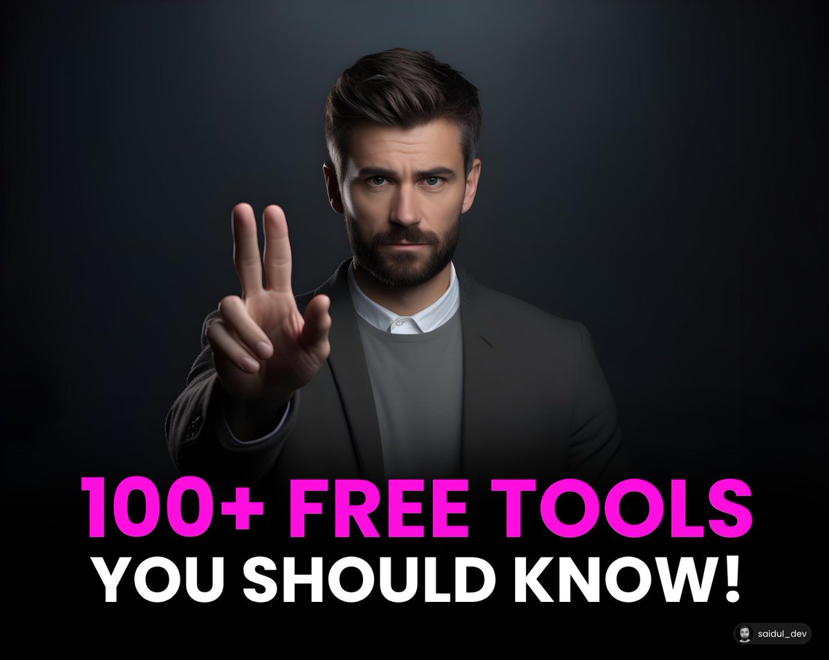 saidul_dev's tweet image. Unlock the power of AI with these FREE tools.

I've curated the ultimate list of 100+ must-know tools: ⬇️

Free Photoshop:

- Photopea. com
- GIMP
- Paint. NET
- Sumo Paint
- Krita
- Pixlr
- Vectr

Free websites:

- Wix
- Weebly
- WordPress. com
- Squarespace
- Site123
- Google…