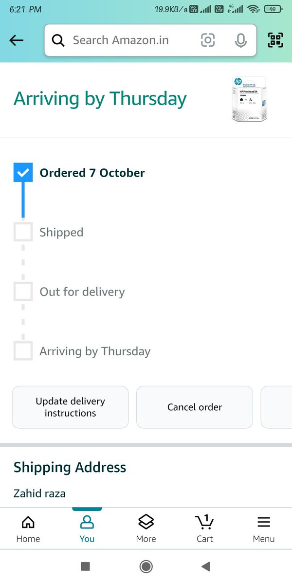 Zahidraza15's tweet photo. @amazonIN @amazon @AmazonHelp kya aap log bta sakte ho ye order aur kitna lete hoga @AmazonNews_IN https://t.co/an0tVqFPbn
