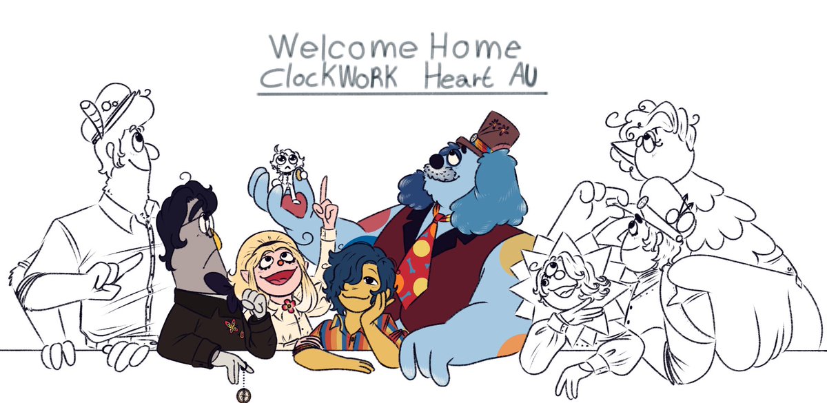 SleepyHeadThere's tweet image. Coloring in progress so far ✨

(Original drawing by Clown ofc)

#clockworkheartau #clockworkheart #WelcomeHome #WelcomeHomeArt #WelcomeHomeAU #welcomehomearg #WallyDarling #WallyDarlingAU #au