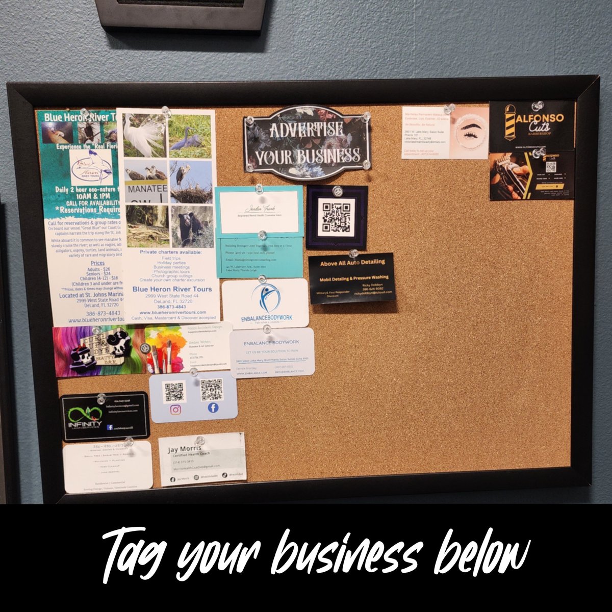 ButtersAsh's tweet photo. Did you know in my station I have a board for people to put up their business cards? Small businesses are the heart of our community. Tag your go-to local spot and let's spread the love! #SupportLocal #ShopSmall #SmallBiz #lakemary #fl #florida #orlando #seminole #longwood #sanfo https://t.co/JhEMXBJIBj