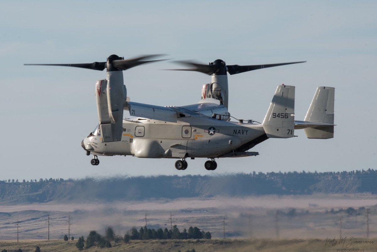 The beautiful Navy CMV-22B Osprey arriving at the Yellowstone International Airshow, callsign SCRCH71 from the Fleet Logistics Multi-Mission Squadron (VRM-30) “Titans” from NAS North Island, CA. 
*
*
*
#vrm30 #billings #montana #bil #aviationphotography #veteranartist
