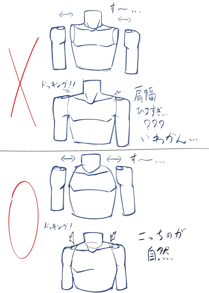 よくある肩の描き方勘違い
自分用メモも兼ねて 