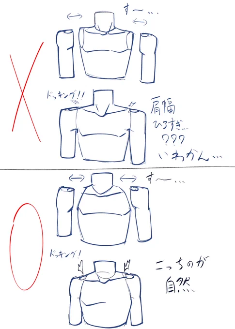 よくある肩の描き方勘違い
自分用メモも兼ねて 