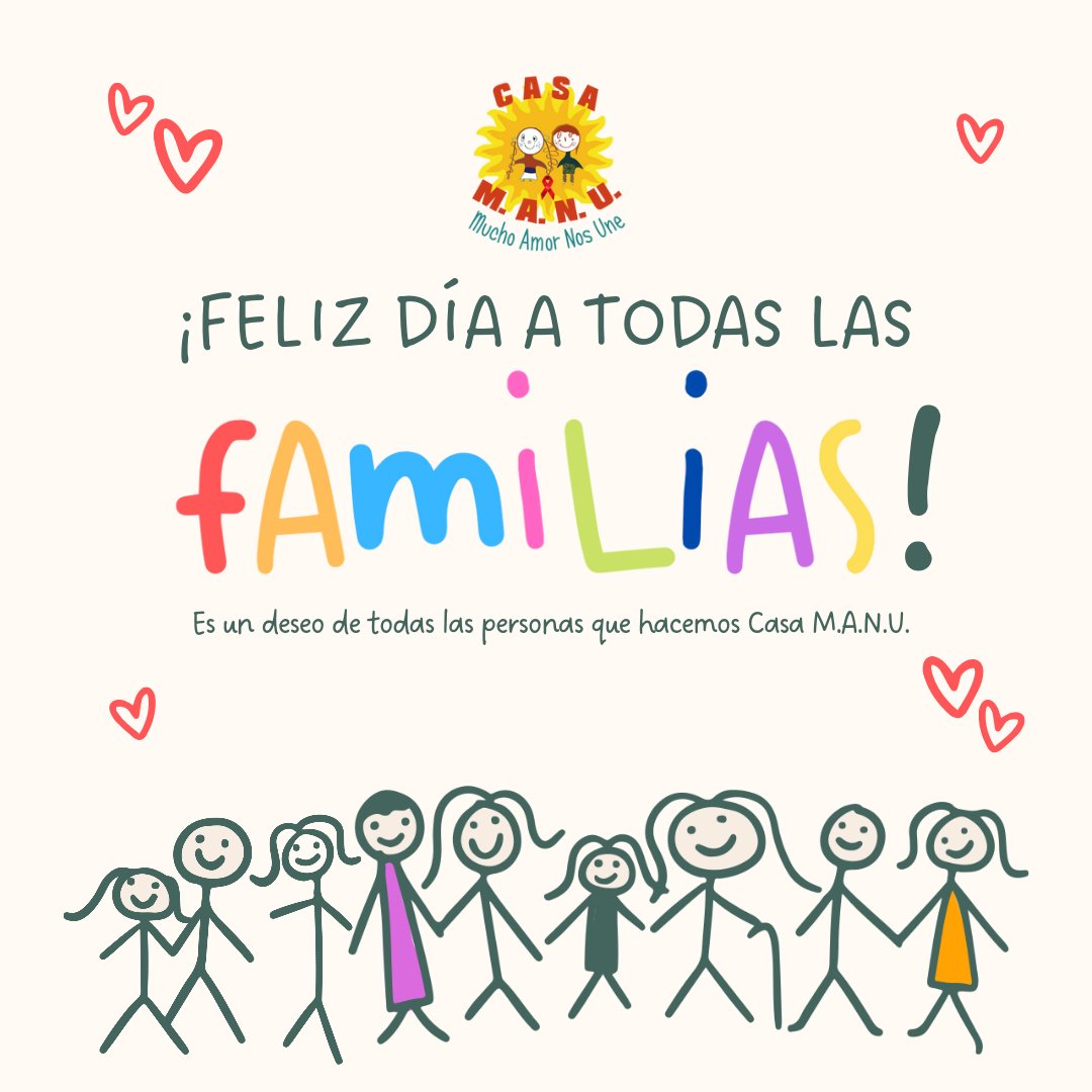 ¡Feliz día a todas las familias! 

A las familias de muchos integrantes y a las de pocos, a las familias de dos mamás, a las de mamá y papá, a las de dos papás y a las monoparentales. 

❤️😍❤️

Y, especialmente, ¡feliz día a la enorme y hermosa #familia de #CasaMANU!