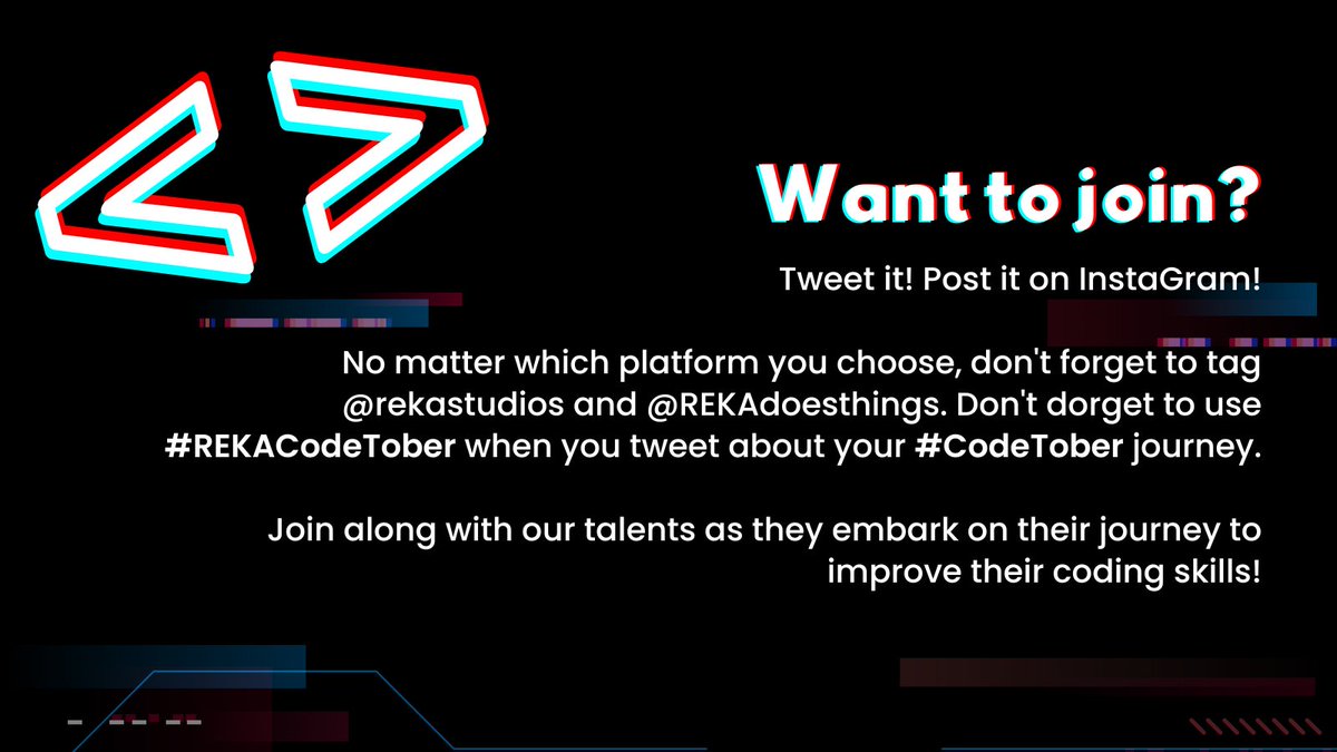 Haboque's tweet photo. #CodeTober has been going on for quite a while now but here's a refresher. Keep a look out for our posts and don't forget to tag us when YOU tweet your participation! π Don't forget to use the hashtag #REKACodeTober and tag us your journey!! Let's go!! https://t.co/eJ1BKQqgth