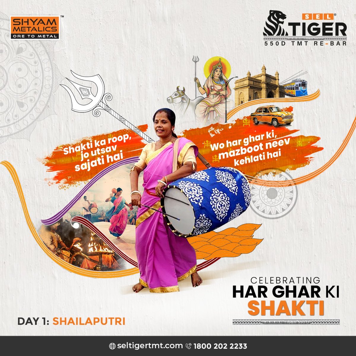 Celebrating the different forms of Shakti, who resides amidst us, powering the legacy of festivities and beyond for decades!

#SELTiger #ShyamMetalics #नवरात्रि #Navratri #DurgaPuja #Shailaputri #TMTBars #MazbootNeev #Strength