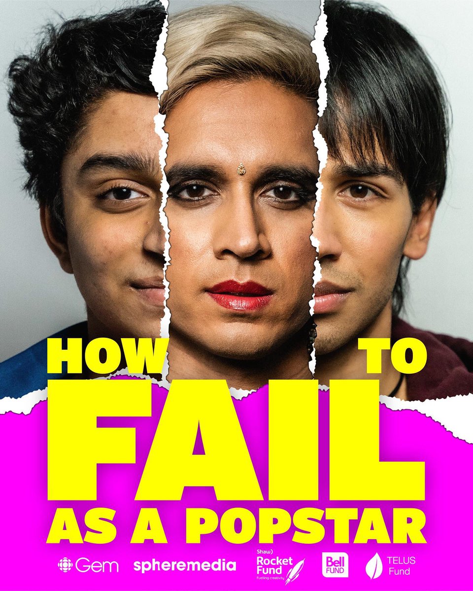 We are SO EXCITED to watch this show!!

🚨HOW TO FAIL AS A POPSTAR—new @cbcgem series about a queer brown kid in Alberta with big dreams, is now out!!
@vivekshraya 

Aired on Gem on Oct 13 📺

#popstarseries 

Poster: @timpsingleton
📸: @elana_emer