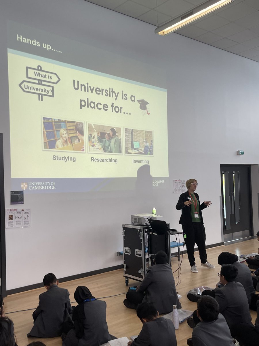 Year7DCO's tweet photo. Thank you to our guest speaker from @Cambridge_Uni for inspiring our @Year7DCO students this week. So many students already talking about their ambitions for their future...#Maths #Science #Sports pathways to name but a few subjects already heard and discussed in the playground! https://t.co/ZGolPqBwqt