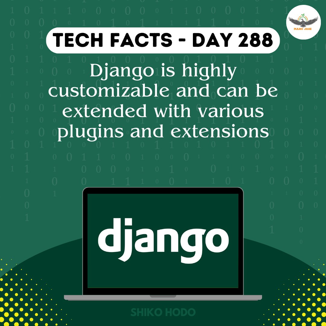 mahojase's tweet image. Tech Facts: Day 288
#django #python #djangoproject #pythonanywhere #webdevelopment #fullstack #backend #frontend #machinelearning #dataanalysis #djangopython #coding #programming #development #dailytechfacts #mjit