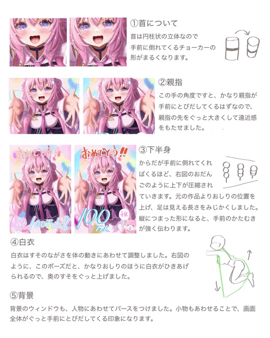 #ニコの絵画教室 今日はささみぬこさんの作品です。お悩みが、パースと服のしわについてだったのですが、今回はパースに焦点をあてて説明しました。また、絵に文字を入れる時のポイントも。ご参加ありがとうございました! 