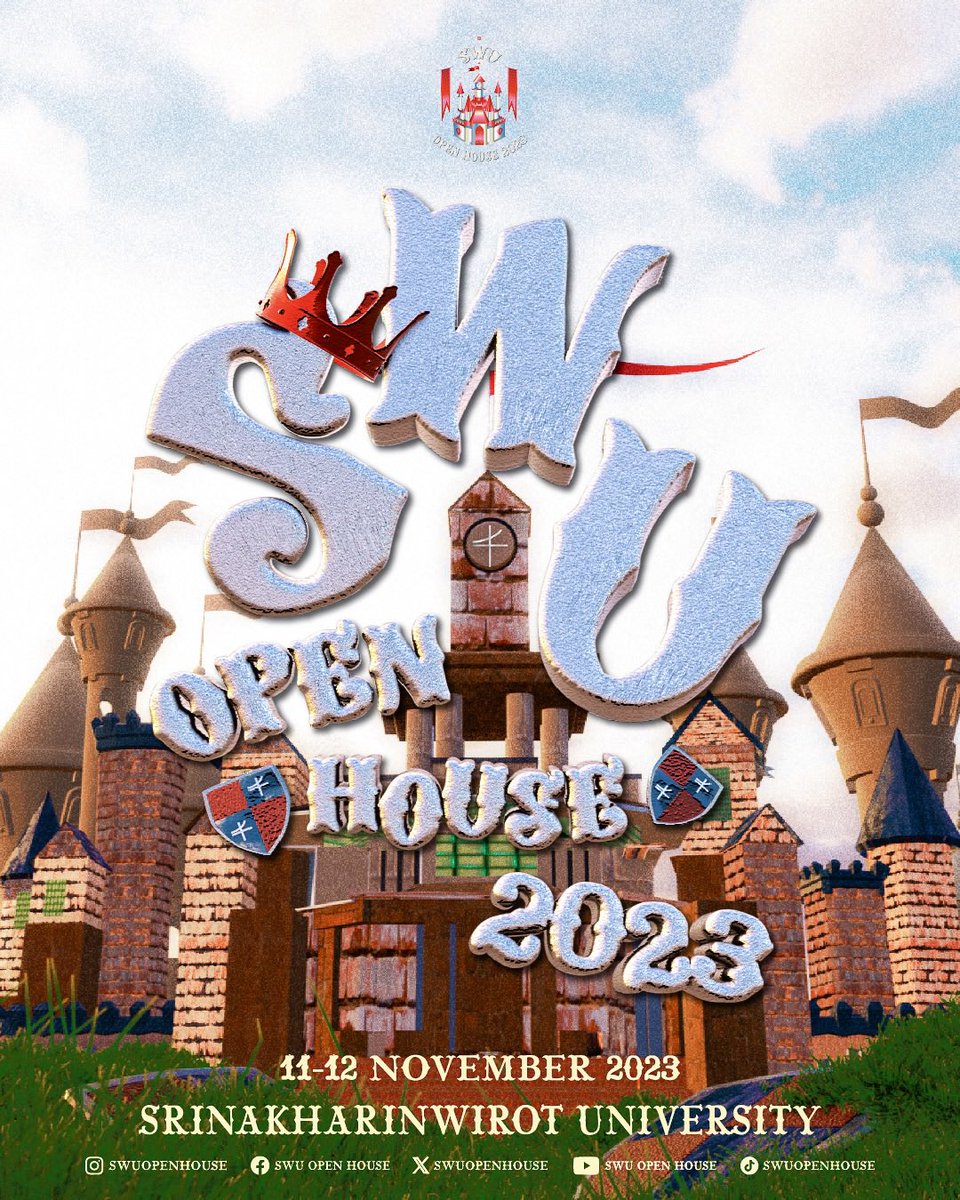 swuopenhouse's tweet photo. [ เปิดลงทะเบียนเข้าร่วมงาน : SWU OPEN HOUSE 2023 แล้ว ] 🏰⚔️💫
🛖 เหล่าชาวบ้านฝึกหัดลงทะเบียนเข้าร่วมงานกันรึยัง ⁉️

🏰 ณ บัดนี้ The Kingdom of SWU พร้อมที่จะต้อนรับเหล่าชาวบ้านฝึกหัดทุกคนเข้าสู่อาณาจักรแห่งศรีนครินทร์สุดยิ่งใหญ่ทั้ง 20 ปราสาทนี้แล้ว 🛡️😮 https://t.co/qBQbpiDuFa