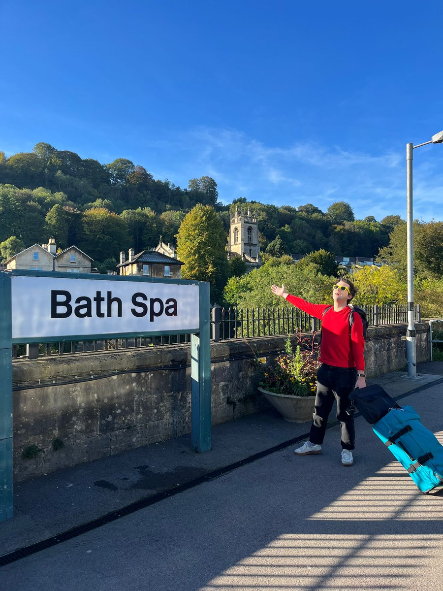 Tour Day 16 Railway Station 29: Bath Spa. He alights, he marvels at the beautiful stone and the sympathetic Great Western colour scheme complementing the green hills and woods, he looks up at the departures board and sees ALL LONDON TRAINS DELAYED UNTIL FURTHER NOTICE.