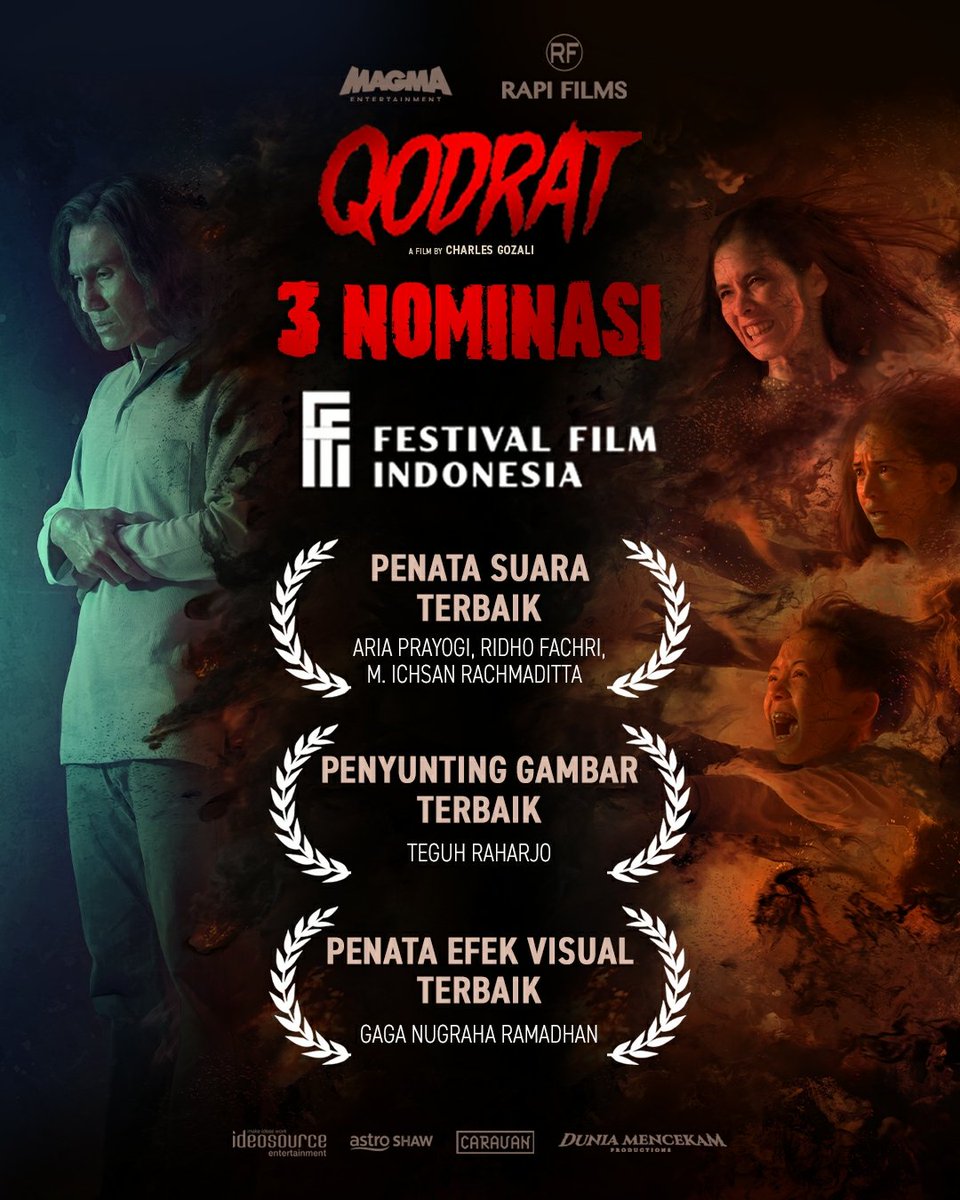 Film Qodrat mendapat 3 nominasi di Festival Film Indonesia 2023. 

Terima kasih teman-teman yang selalu mendukung film Qodrat 🙏

#Qodrat #MagmaEntertainment 
#PialaCitra2023 #FFI2023 #FestivalFilmIndonesia2023