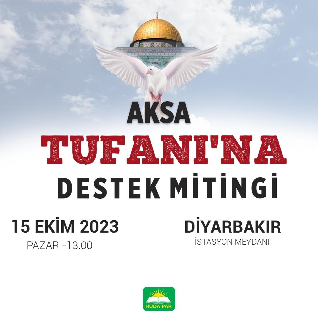 Filistin ve Mescid-i Aksa duyarlılığı olan tüm halkımızı bugün İstanbul ve Diyarbakır'da yapılacak büyük mitinglere davet ediyoruz.
#ÖzgürFilistin 
#Katilİsrail