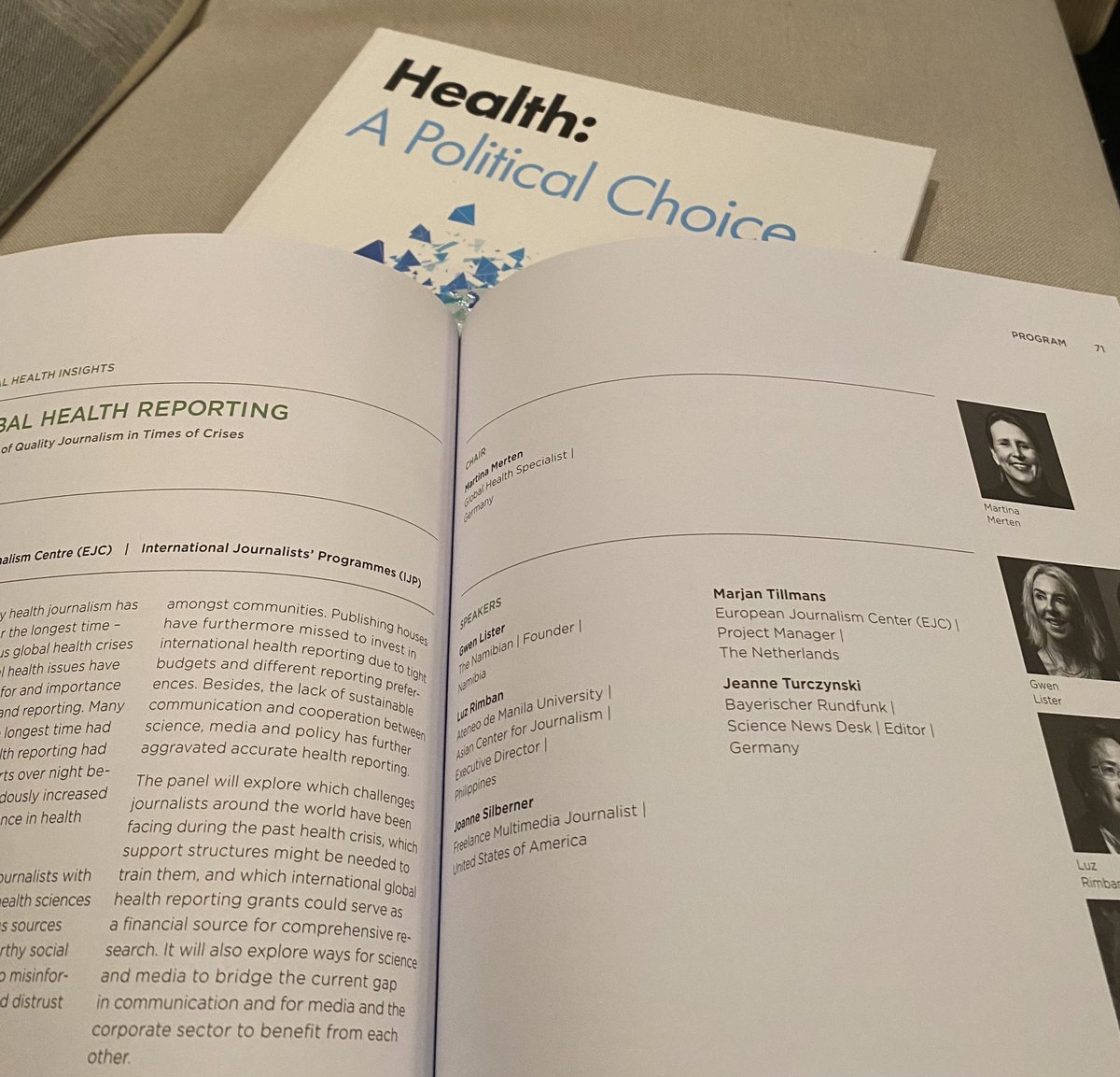 Gwen Lister (@gwenlister1) on Twitter photo Attending the <a href="/WorldHealthSmt/">World Health Summit</a> in Berlin, Germany, to talk about the importance of global health reporting and the quality of journalism in times of crisis with a formidable panel including <a href="/MarjanTillmans/">Marjan Tillmans</a>, <a href="/lrimban/">Luz Rimban</a>, <a href="/JeanneTurczynsk/">Jeannalistin</a> and chaired by <a href="/journhealth/">Martina Merten - Global Health</a>. #WHS2023 Attending the <a href="/WorldHealthSmt/">World Health Summit</a> in Berlin, Germany, to talk about the importance of global health reporting and the quality of journalism in times of crisis with a formidable panel including <a href="/MarjanTillmans/">Marjan Tillmans</a>, <a href="/lrimban/">Luz Rimban</a>, <a href="/JeanneTurczynsk/">Jeannalistin</a> and chaired by <a href="/journhealth/">Martina Merten - Global Health</a>. #WHS2023