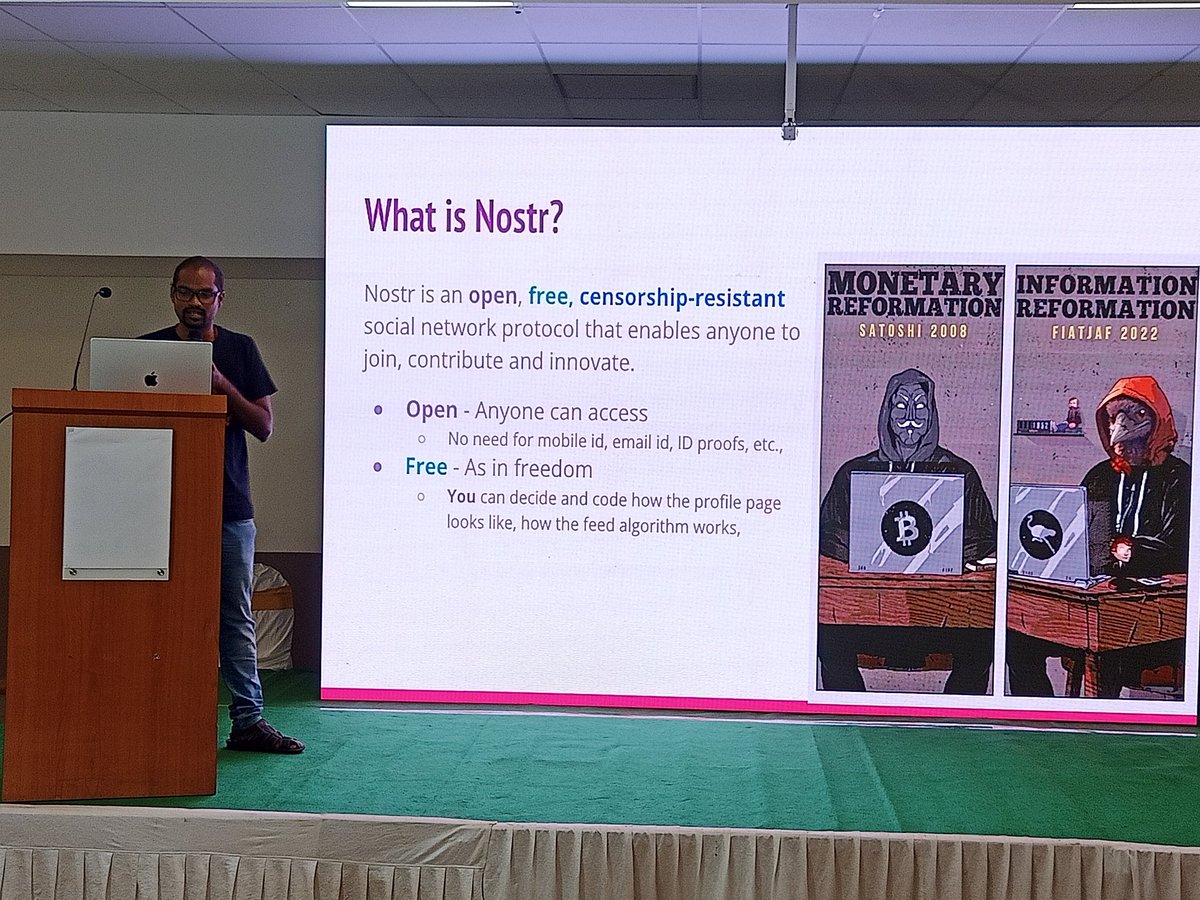 07Harshvardhan's tweet photo. @Bitcoin4India Confrence 2023 Bangalore (Bengaluru)
@saiy2k speak about "Nostr - Free Social Network"
@nostrmagazine @Nostrboy
#Nostr #Bitcoin4India #BitcoinforIndia #Bitcoin #BTC https://t.co/DwcU7W83b0