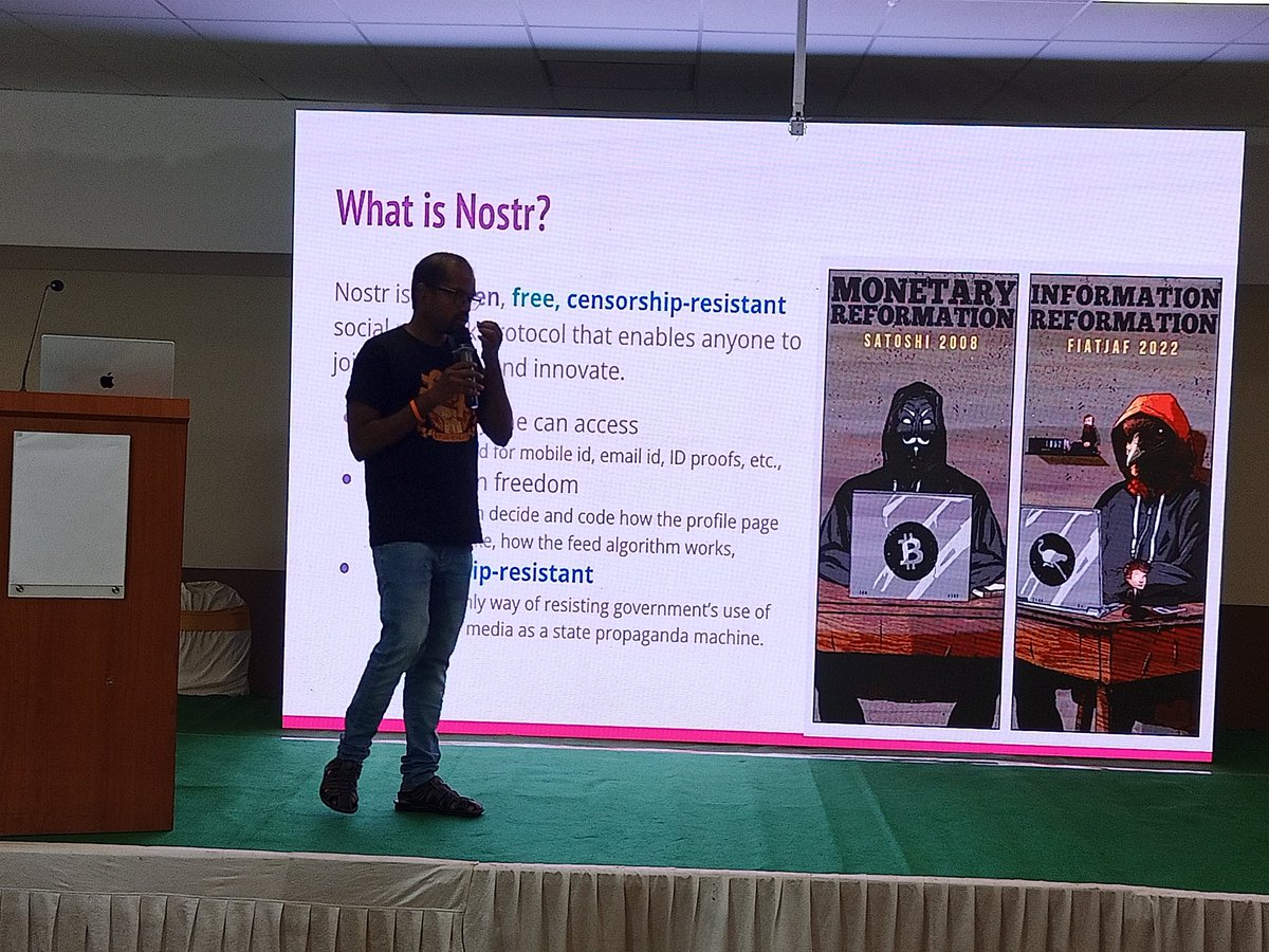 07Harshvardhan's tweet photo. @Bitcoin4India Confrence 2023 Bangalore (Bengaluru)
@saiy2k speak about "Nostr - Free Social Network"
@nostrmagazine @Nostrboy
#Nostr #Bitcoin4India #BitcoinforIndia #Bitcoin #BTC https://t.co/DwcU7W83b0