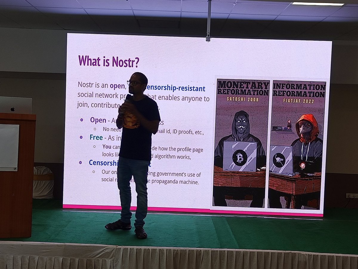 07Harshvardhan's tweet photo. @Bitcoin4India Confrence 2023 Bangalore (Bengaluru)
@saiy2k speak about "Nostr - Free Social Network"
@nostrmagazine @Nostrboy
#Nostr #Bitcoin4India #BitcoinforIndia #Bitcoin #BTC https://t.co/DwcU7W83b0