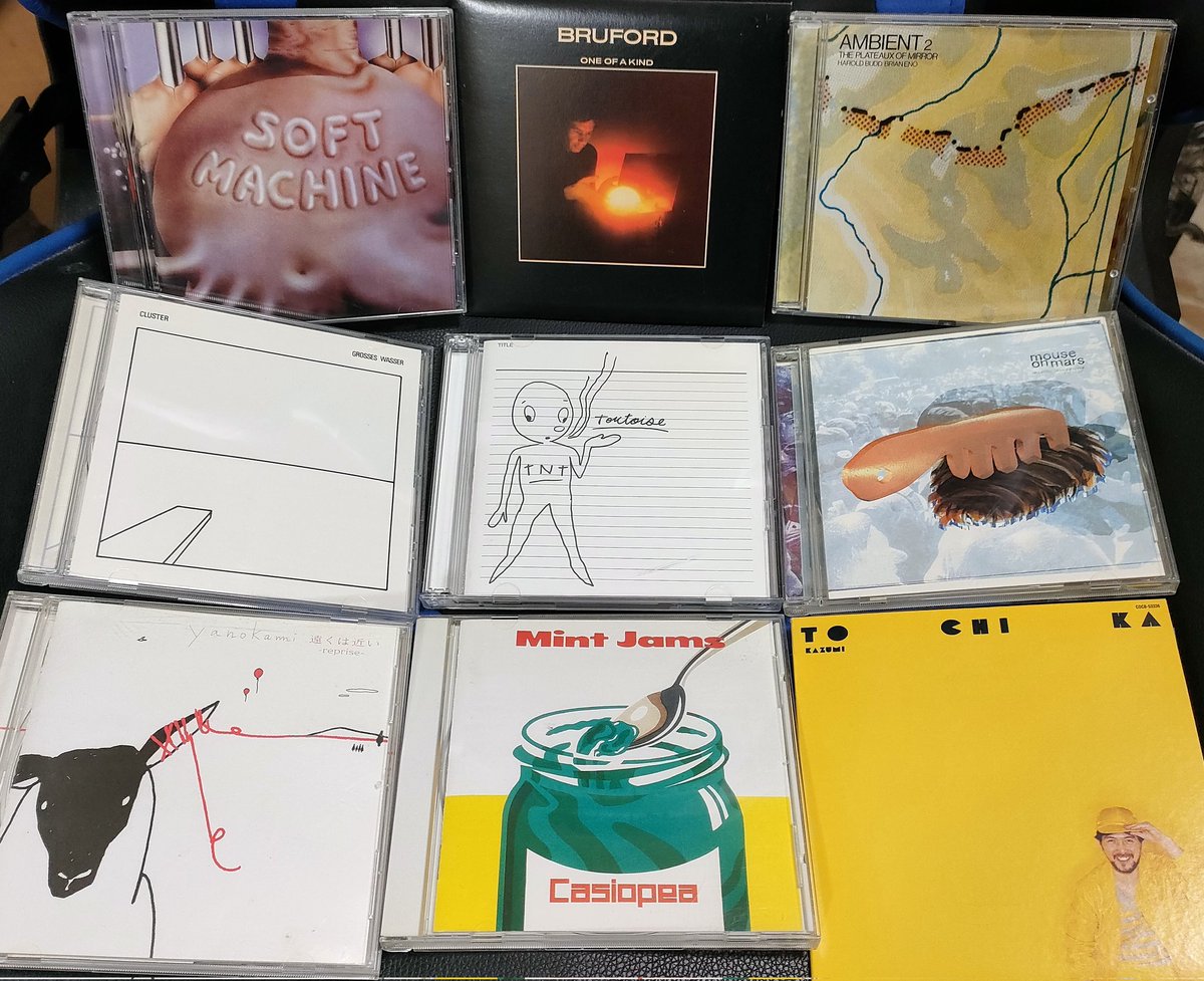 mwk173014's tweet photo. #あなたの好きなインスト作品ベスト9教えて
#SoftMachine #Bruford #BrianEno
#Cluster #Tortoise #MouseOnMars
#yanokami #Casiopea #渡辺香津美
JAZZ以外でヴォーカル曲なしのアルバム
プログレ、電子音楽、フュージョンから9枚💿 https://t.co/nqtZOYBzIH