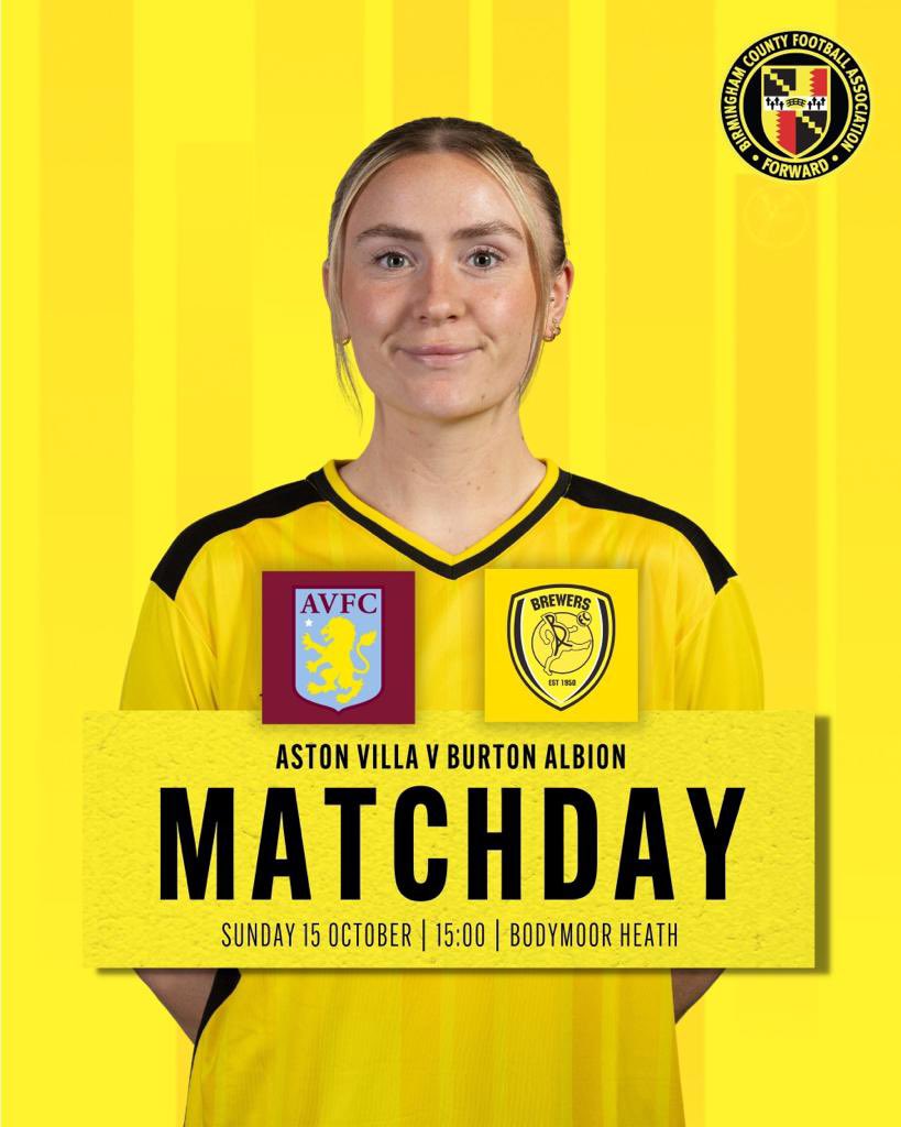 BAFCWomen's tweet photo. IT’S MATCH DAY ⚽️🏆🏟️ 

🆚 @AVWFCOfficial (A) 
🗓️ Sunday 15th October 
🏆 @BirminghamFA Women’s Challenge Cup 1st Round 
⏰ 3pm kick off 
📍Bodymoor Heath
🎟️ Guest list only

#BAFC 💛🖤 https://t.co/DvNnJt2ZiO