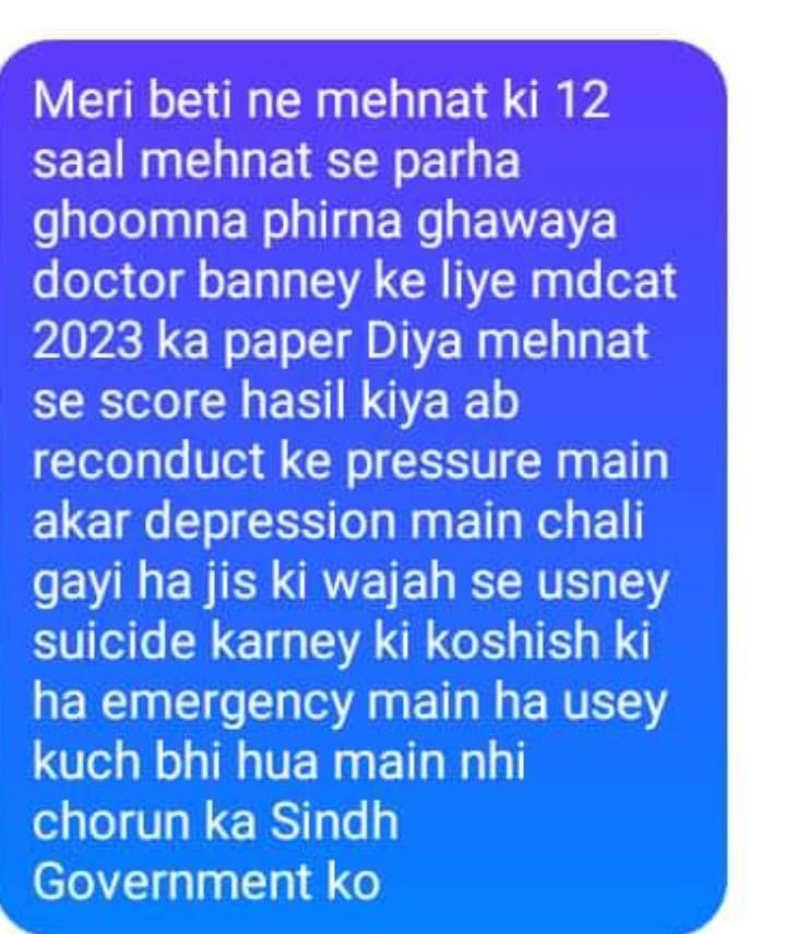 BalochZama36932's tweet photo. My mind just shattered after reading this .. this is only one story and there are so many students like her..
Please wake-up guys . Raise your voice.
#NORECONDUCTMDCAT 
#Noreconduct 
#release_results_jsmu 
#wewantjustice https://t.co/RRLrQydO77