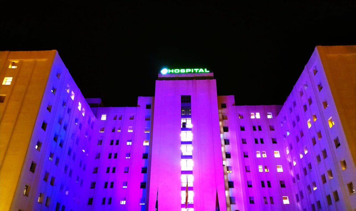 hospital_hvn's tweet photo. Hoy 15 de octubre de celebra el #DiaMundialDueloPerinatal y como muestra de apoyo a las familias que lo han sufrido hemos iluminado nuestra fachada en color morado 🟣 https://t.co/8u28GF8Blx