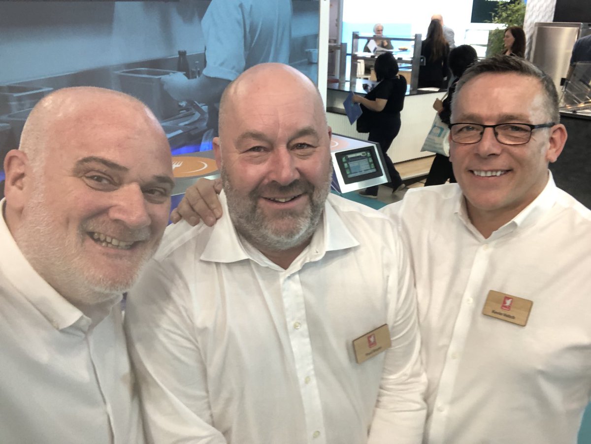 Lawrence Hughes, Paul Bayer and Kevin Veitch on day 3 at Host Milan - come along to see us in Hall 5 stand P24 for the latest innovation in cooking and meal delivery systems ⁦<a href="/FalconFoodserv/">Falcon Foodservice</a>⁩ #variotherm #fryerangel #inductionsolidtop