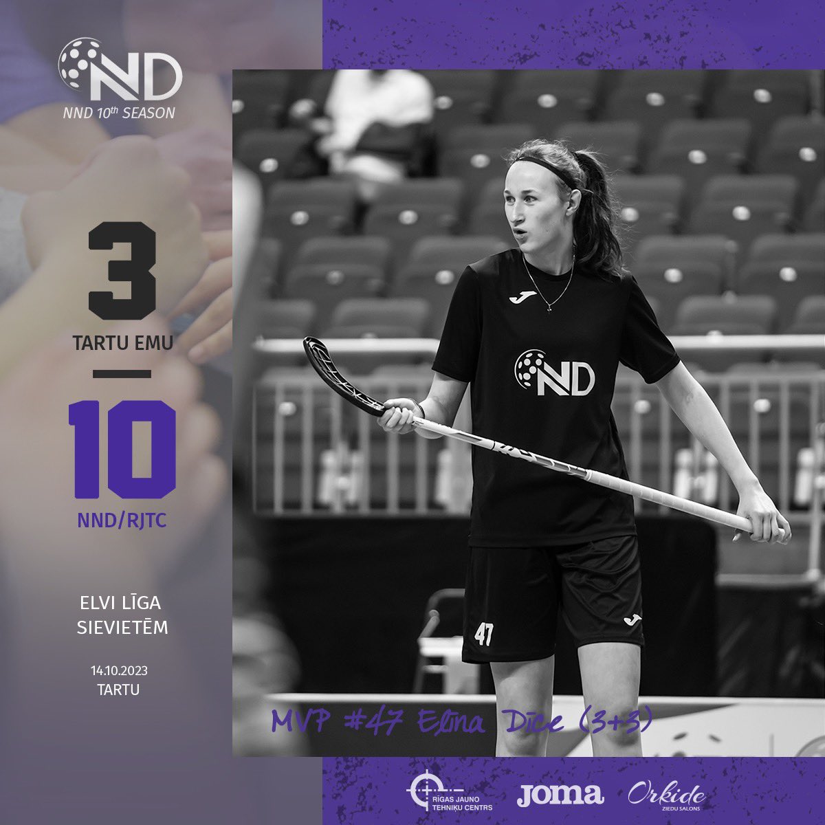 Pirmajā Lat-Est līgas spēlē izcīnīta pārliecinoša uzvara pret Tartu EMU 💪🏼 Par spēles MVP atzīta 🧢 hat-trick īpašniece #47 Elīna Dīce (3+3) ⭐️