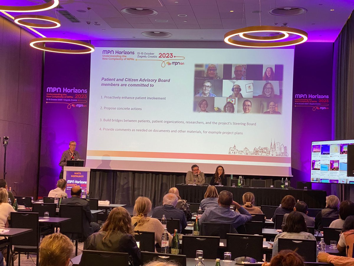 GMPNAN's tweet photo. Next on stage we have Matti Santalahti from our member organisation from Finland talking about Patient advocates in cancer research. #MPNHZ23 https://t.co/W2Em1jePGk