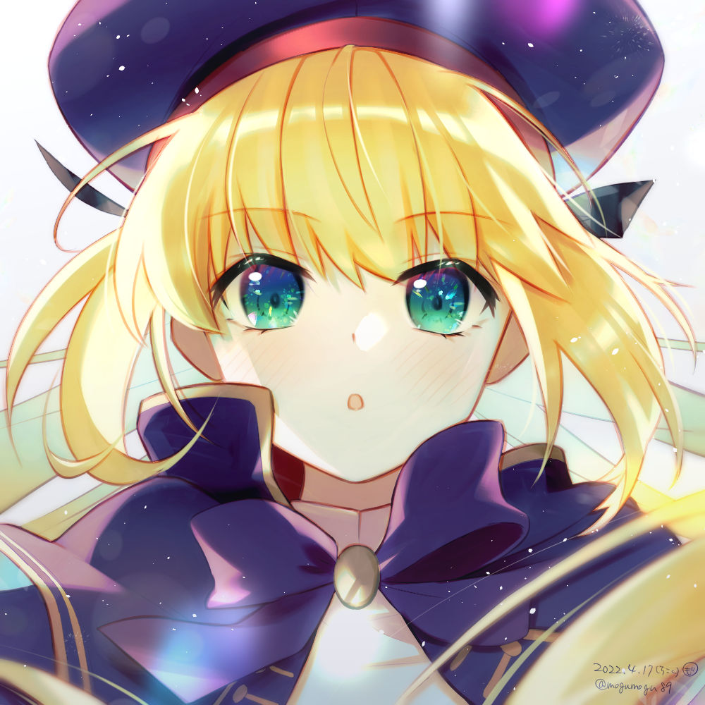 artoria caster (fate) ,artoria caster (second ascension) (fate) ,artoria pendragon (fate) 1girl blonde hair hat solo long hair looking at viewer green eyes  illustration images
