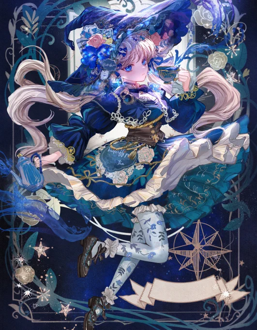 月とバタフライピーティーの魔女ファッションblue moonlit witch fashion 