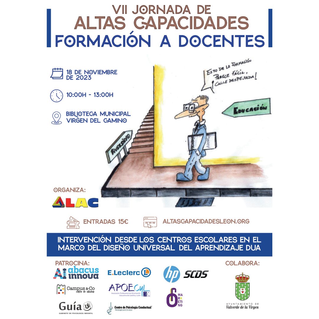 Estamos felices de anunciaros la VII Jornada de Altas Capacidades en León, organizada desde nuestra Asociación: 𝗠𝘂𝗰𝗵𝗼 𝗺𝗮́𝘀 𝗾𝘂𝗲 𝘂𝗻 𝗖𝗜

Inscríbite en: altascapacidadesleon.org/jornadas/

#altascapacidades #altascapacidadesintelectuales #muchomasqueunci #alac