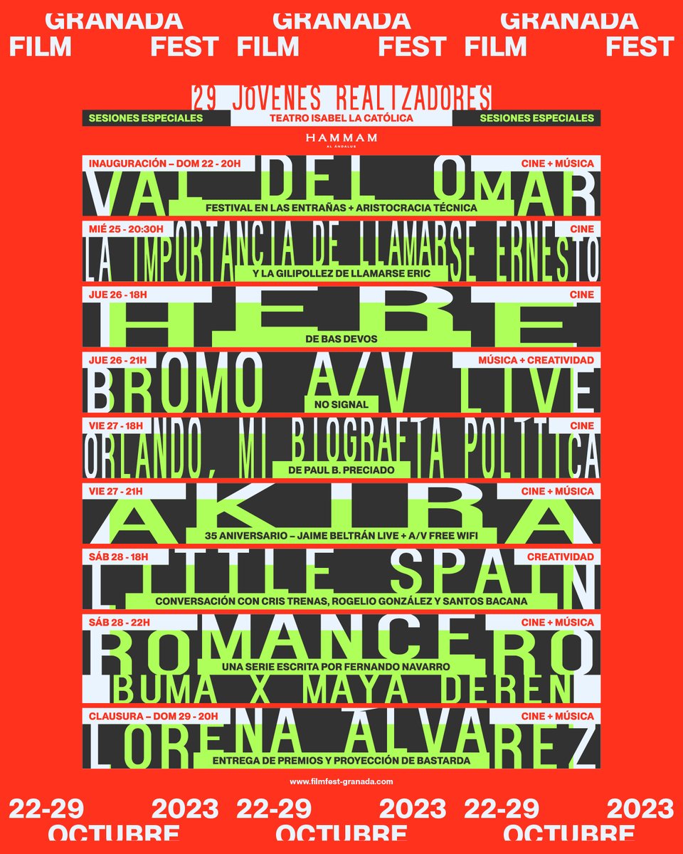 🎥 ¿Con ganas de festival de cine? Ya puedes consultar toda la programación en la web 👇

🗞 Descarga el programa de mano para no perderte nada. ¡Queda solo una semana! 💥

filmfest-granada.com/2023/

#29FIJR 🦜