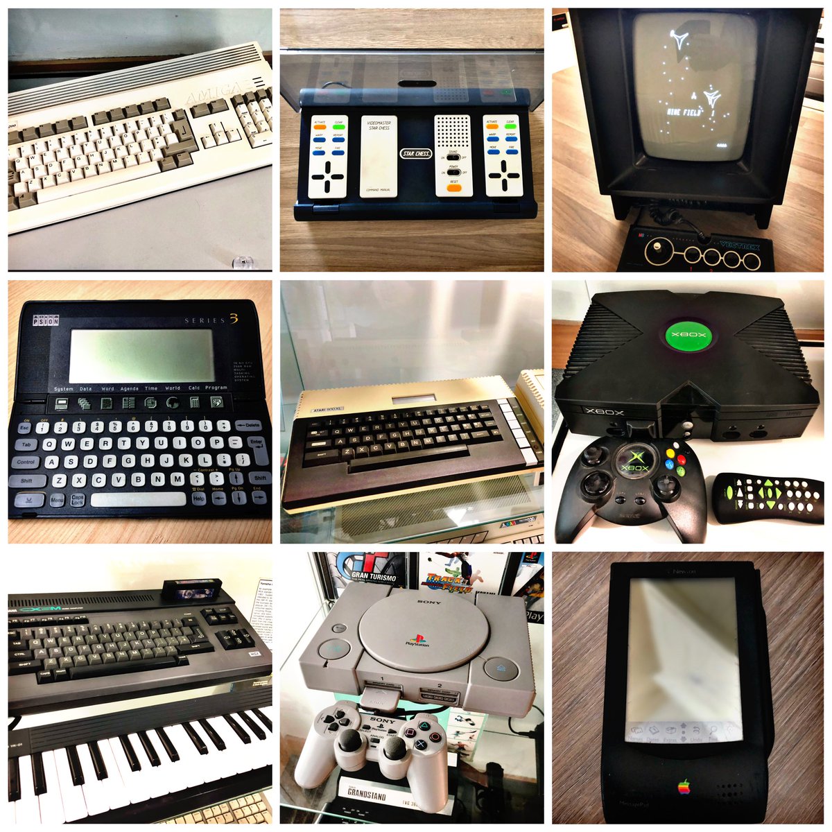 This week’s #RetroEnnead offers you the #A1200, #StarChess, #Vectrex, #Series3, #800XL, #Xbox, #CX5M, #PlayStation and #MessagePad.  Pick a line of 3 and dump the rest! #RetroComputing #ComputerHistory #RetroGaming #VideoGames