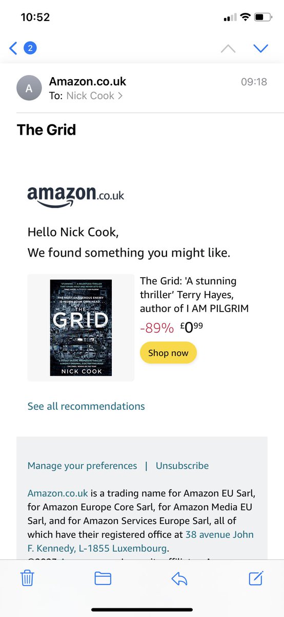 iamnickcook's tweet image. Not sure Amazon’s algo is firing on all cylinders today … nice to know, tho, it thinks I’d like my own book! I ref #thegrid in my recent ⁦@TheProjectUnity⁩ &amp;amp; ⁦@rosscoulthart⁩ talk - it speaks to consciousness, top secret stuff and, scarily, what’s happening in the ME