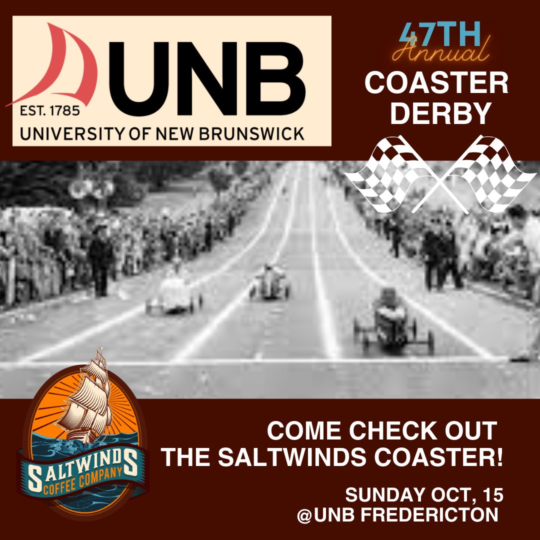 SaltwindsCoffee's tweet image. Good luck to all the racers at the ssme 47th annual coaster derby!    Good luck Olivia DeMerchant and team!  #UNB 
 #mechanicalengineers #goodluck #fredericton
