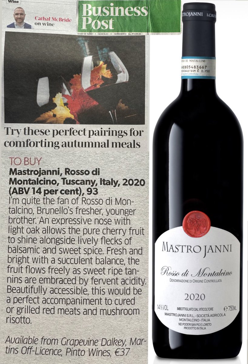 Grab a copy of today's @businessposthq to explore @GlassOfRedWine ideal pairings for cozy autumn meals 🍷 The mouthwatering combo of mushroom risotto and Mastrojanni’s Rosso is a must-try! 😍