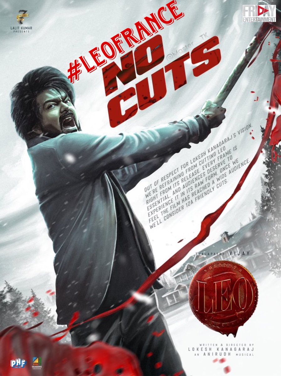 #LeoFrance #NoCuts 🔥🔥🔥
@FridayEntmt 

#Leo #LeoFilm
#ThalapathyViiay 
#LeoAdvanceBooking 
#LeoFDFS #LeofromOct19 
#LeoFromOctober19