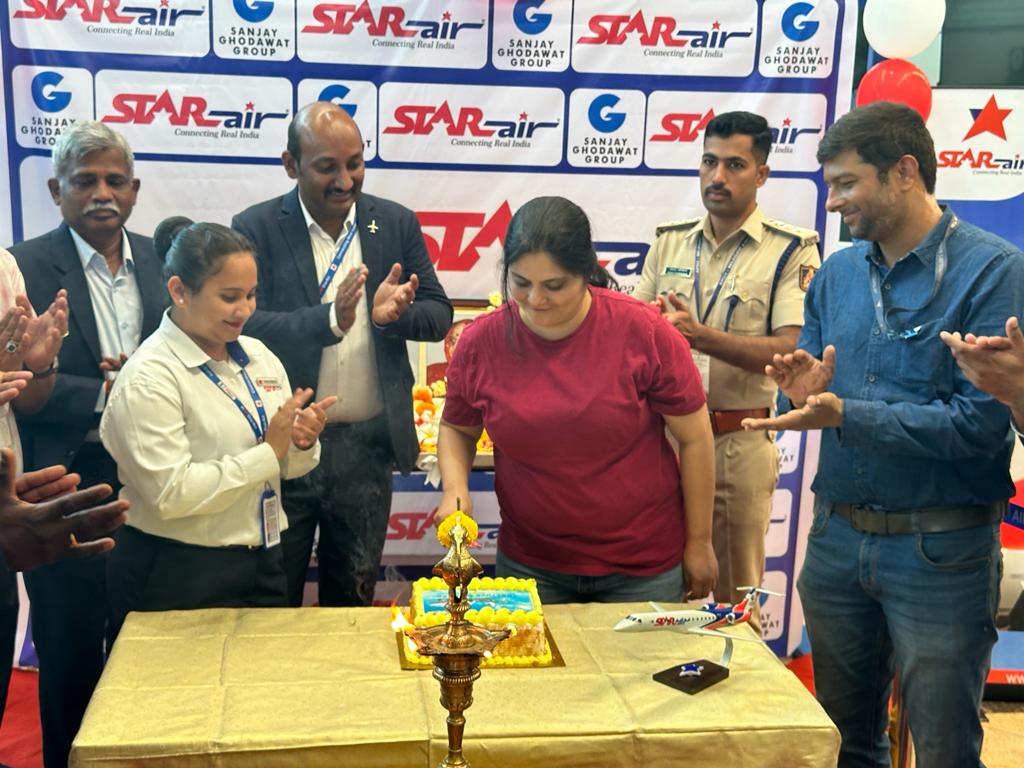 AAI #Belagavi Airpprt now gets  connected to the Commercial capital daily as #StarAir starts additional flight to #Mumbai  from 15th October 2023.#StarAir airlines will offer passengers a convenient travel experience with new #ERJ175 series aircraft with business class seats(1/2)