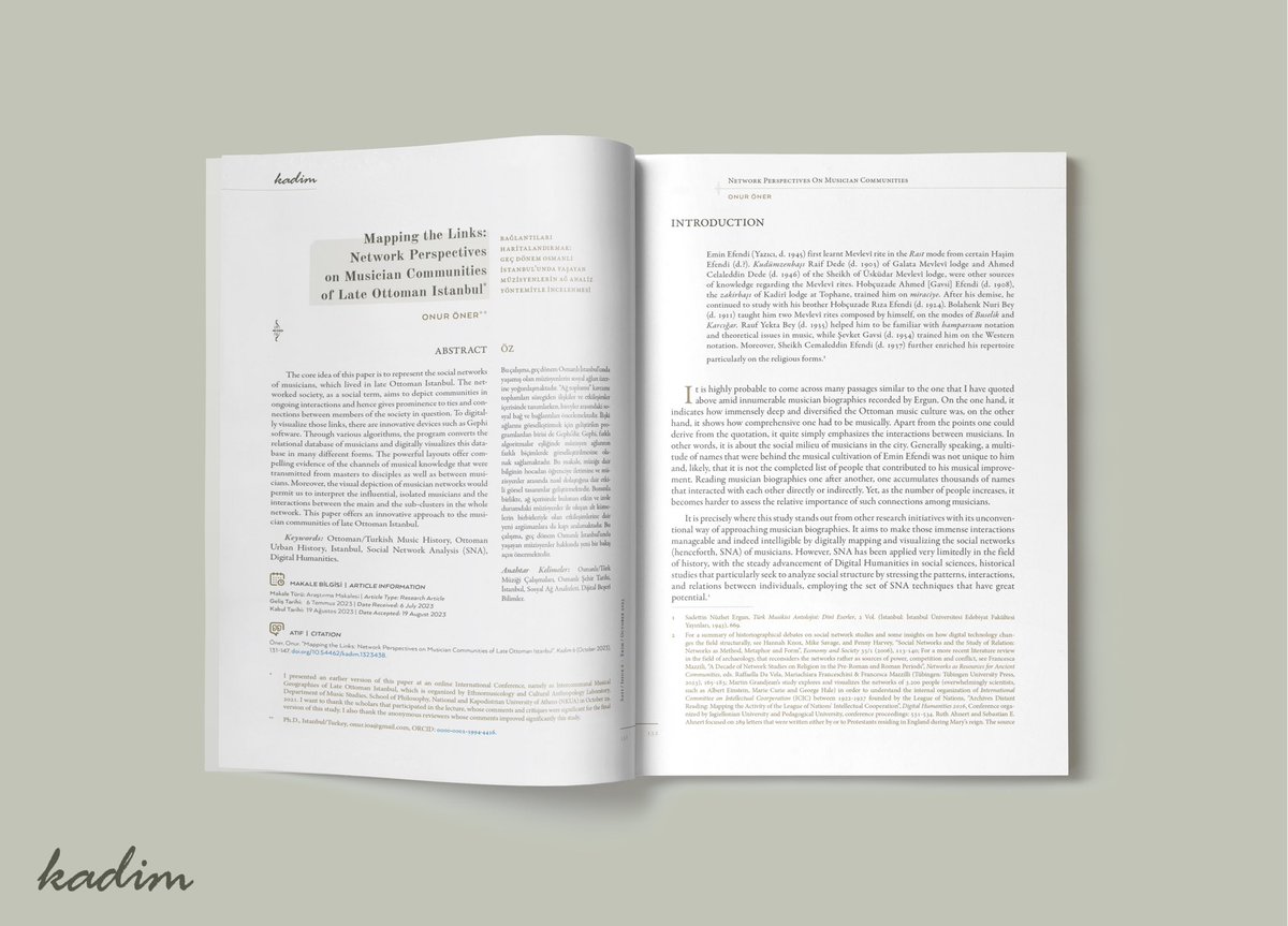 kadimjournal's tweet photo. Kadim 6 / Araştırma Makaleleri

📝“Mapping the Links: Network Perspectives on Musician Communities of Late Ottoman Istanbul”

🔗 https://t.co/q1nXlqGwZl

✍️@OnurOnour https://t.co/rD1WPGY1n1