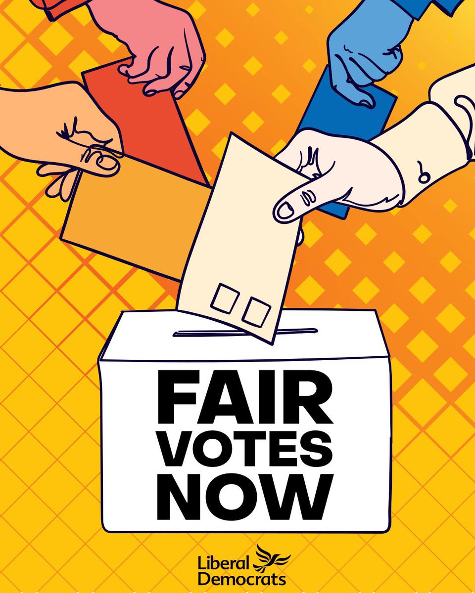 We are campaigning for fair votes and proportional representation - to ensure every vote counts. ￼ libdems.org.uk/fairvotes