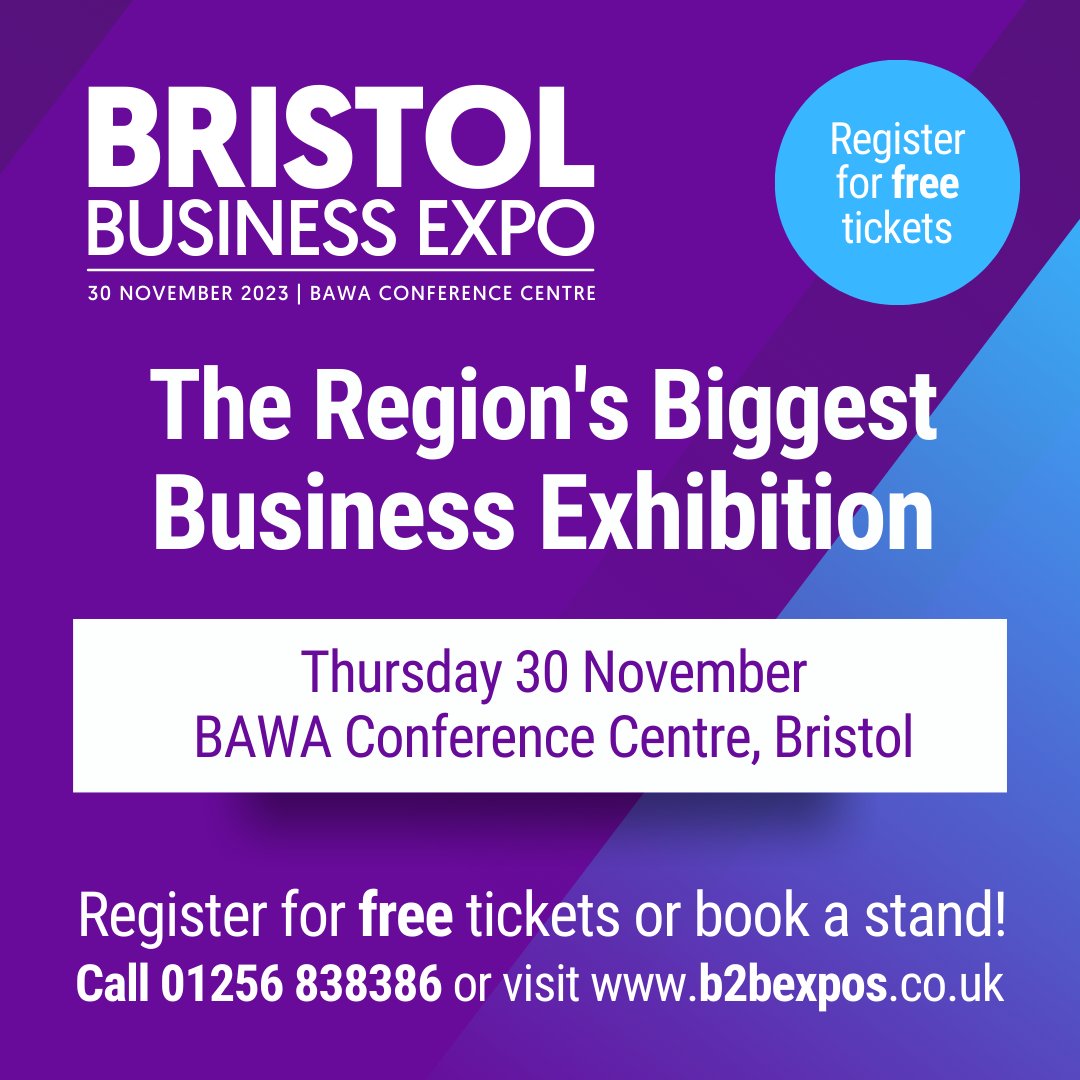 ExpoBristol's tweet photo. Jump the queue and register now for the Bristol Business Expo - Bristol's BIGGEST event for local businesses and budding entrepreneurs: https://t.co/oXIOZezBnn #Business #BristolNetworking 🎫 Get TICKETS now! https://t.co/5bl5BAEOtx