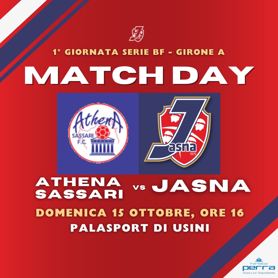 JasnaC5's tweet photo. 🔥 MATCH DAY🔥

⚽️ 1° giornata Serie B femminile (girone A)
🆚 Athena Sassari
🏟 PalaSport di Usini
🕓  Ore 16

#AvantiJasna https://t.co/K0U4Xr5w0X