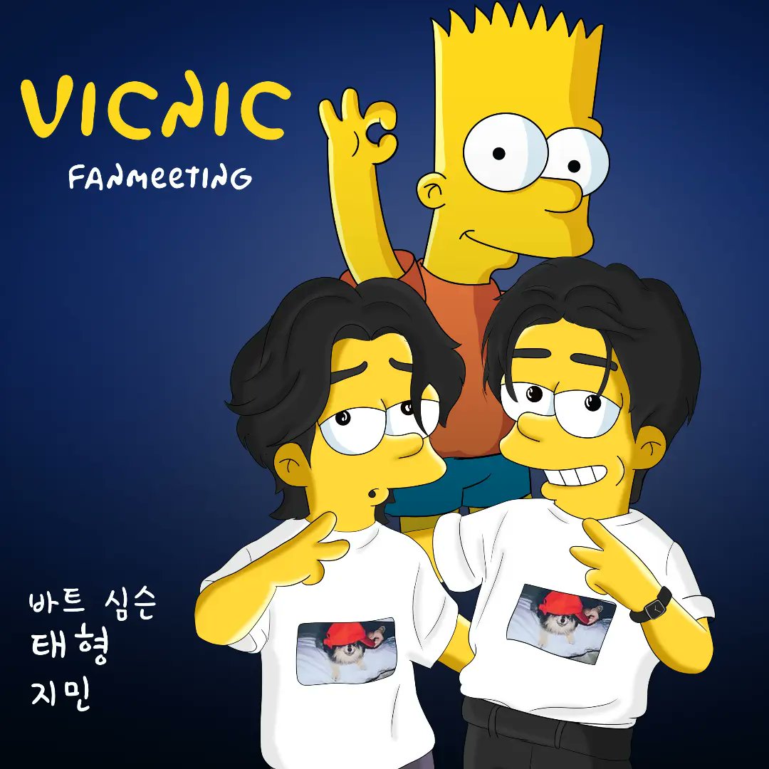 joahsoh's tweet photo. V &amp; Jimin &amp; Bart Simpson at Vicnic Fanmeeting 💛

#지민 #JIMIN #박지민 #방탄소년단 #BTS #V #뷔  #Vicnic #Taehyung https://t.co/EWjrLQj0sm