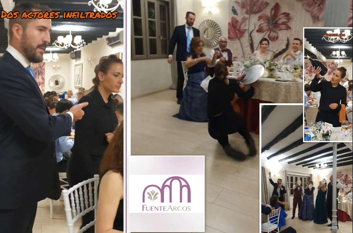 AildoVidal's tweet photo. 7@ BODA '23 metre falso con camarera falsa @dessislaba en @fuentearcos y después de la broma un poquito de magia #boda #bodas #camarerofalso #camarerafalsa #metrefalso #actorinfiltrado #broma #magia https://t.co/Pbd5RjepUD